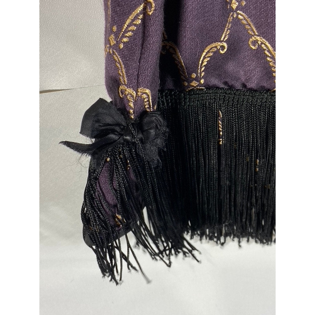 VINTAGE Unbranded Women's Purple/Nude Fringe Open-Back Mini Flapper Dress SZ M