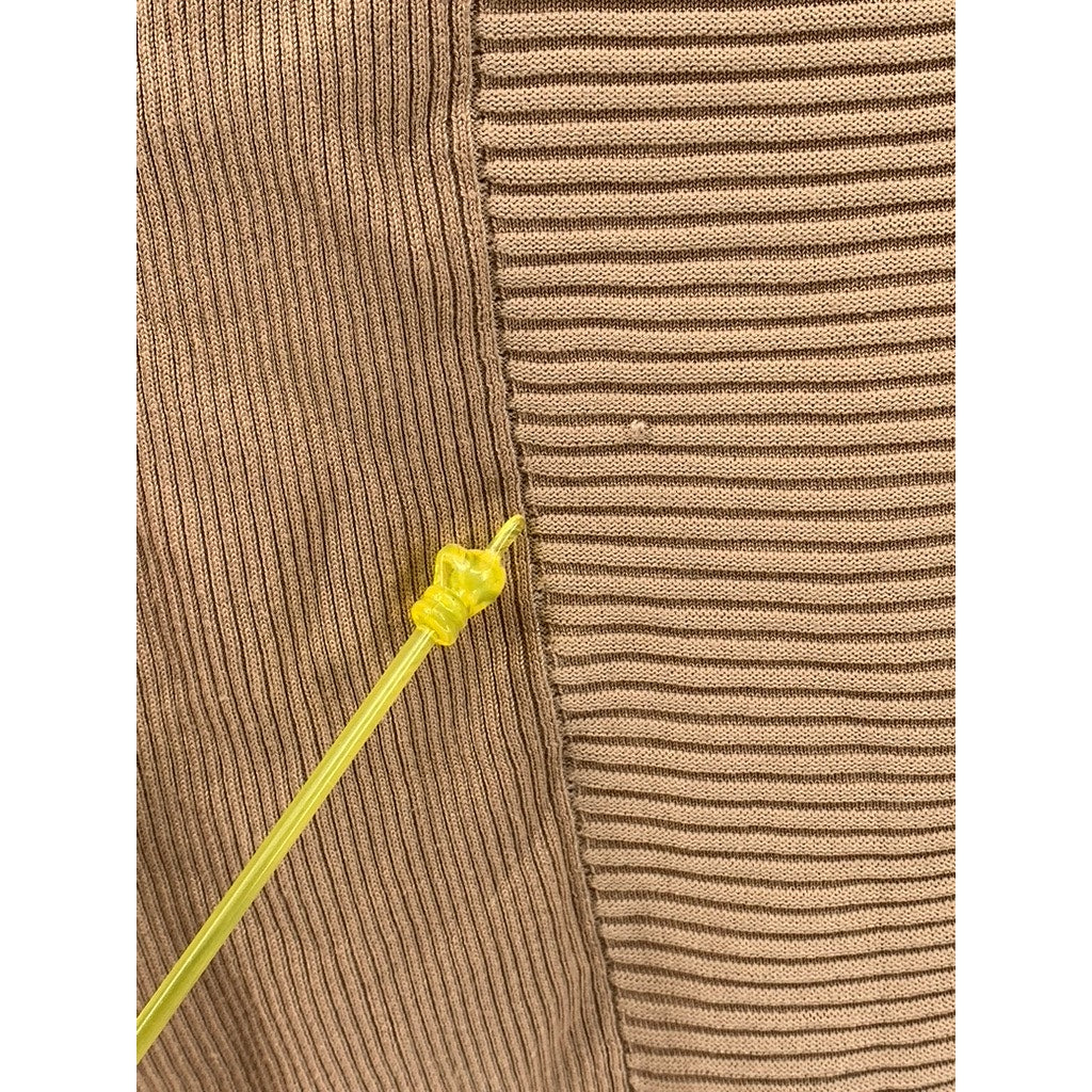 CABLE & GAUGE Women's Tan Ribbed Mock-Neck Long Sleeve Sweater SZ 1X