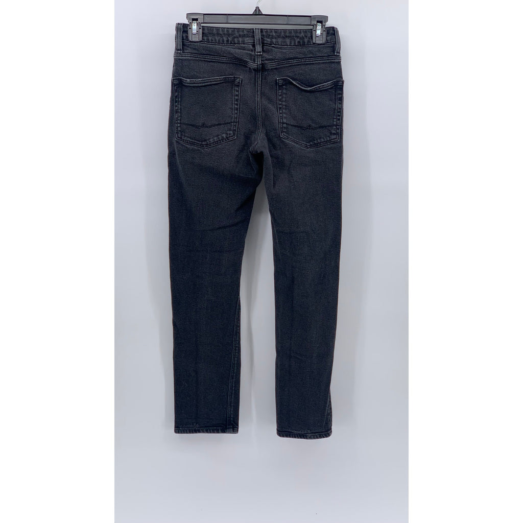 ASOS Women's Black Denim Distressed High-Rise Slim-Leg Regular-Fit Jeans SZ 28