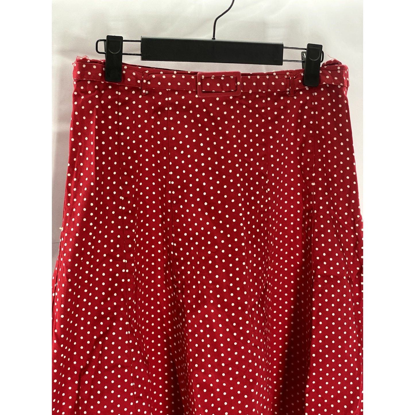 H&M Women's Red-White Polka Dot Belted A-Line Mini Skirt SZ 4