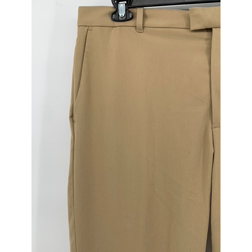VAN HEUSEN Men's Khaki Straight Leg Flex Classic Flat Front Dress Pants SZ 38x32