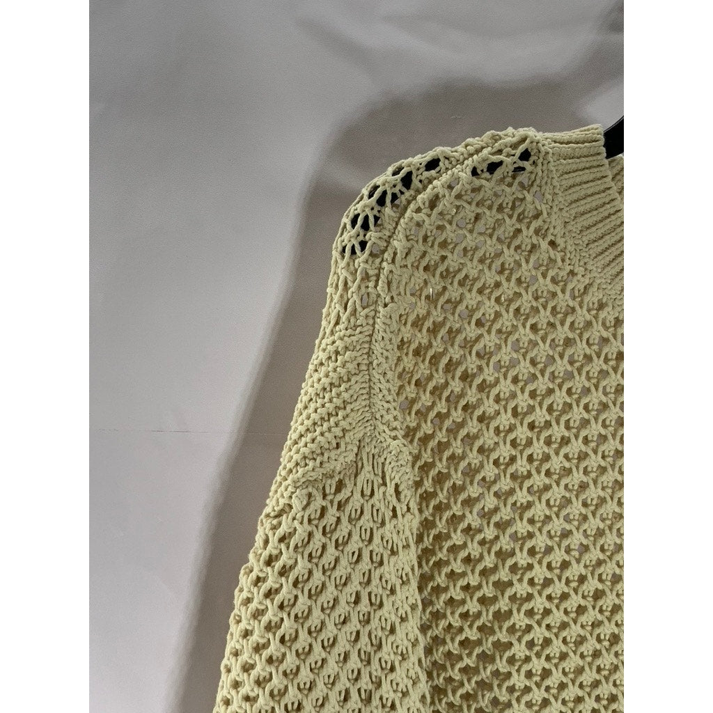 RITA ORA X PRIMARK Women's Tan Crochet Knit Crewneck Regular Fit Sweater SZ XL