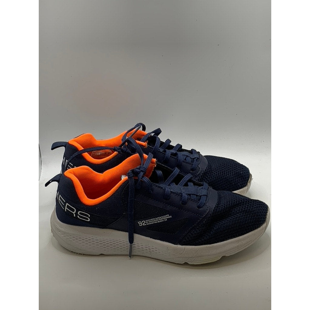 SKECHERS Women's Navy-Orange Air Cooled Goga Mat Go Run Elevate Sneakers SZ 7