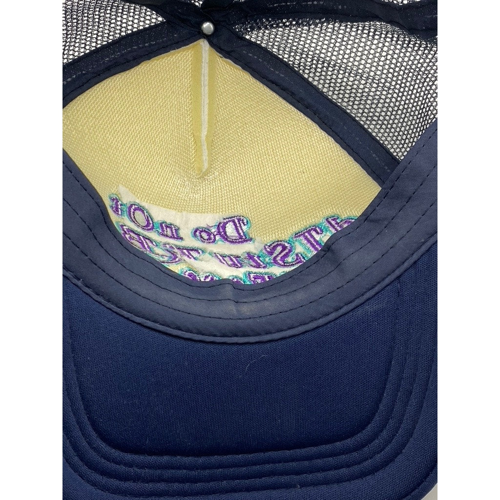 UNISEX Navy/White Embroidered "Do Not Disturb My Peace" Mesh Trucker Hat OS