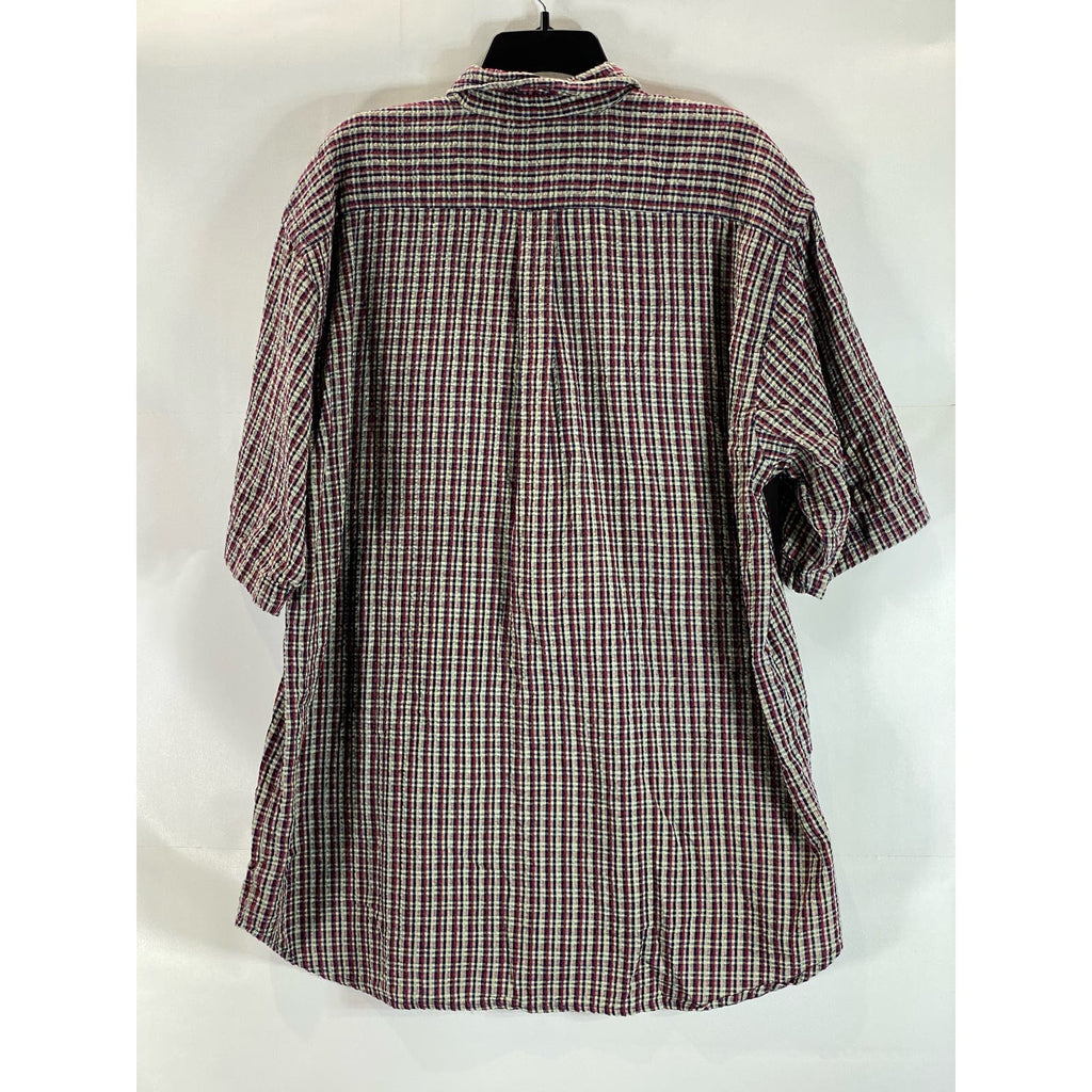 AMERICAN EAGLE OUTFITTERS Men's Red/Blue Mini Check Vintage Button-Up Shirt SZ L