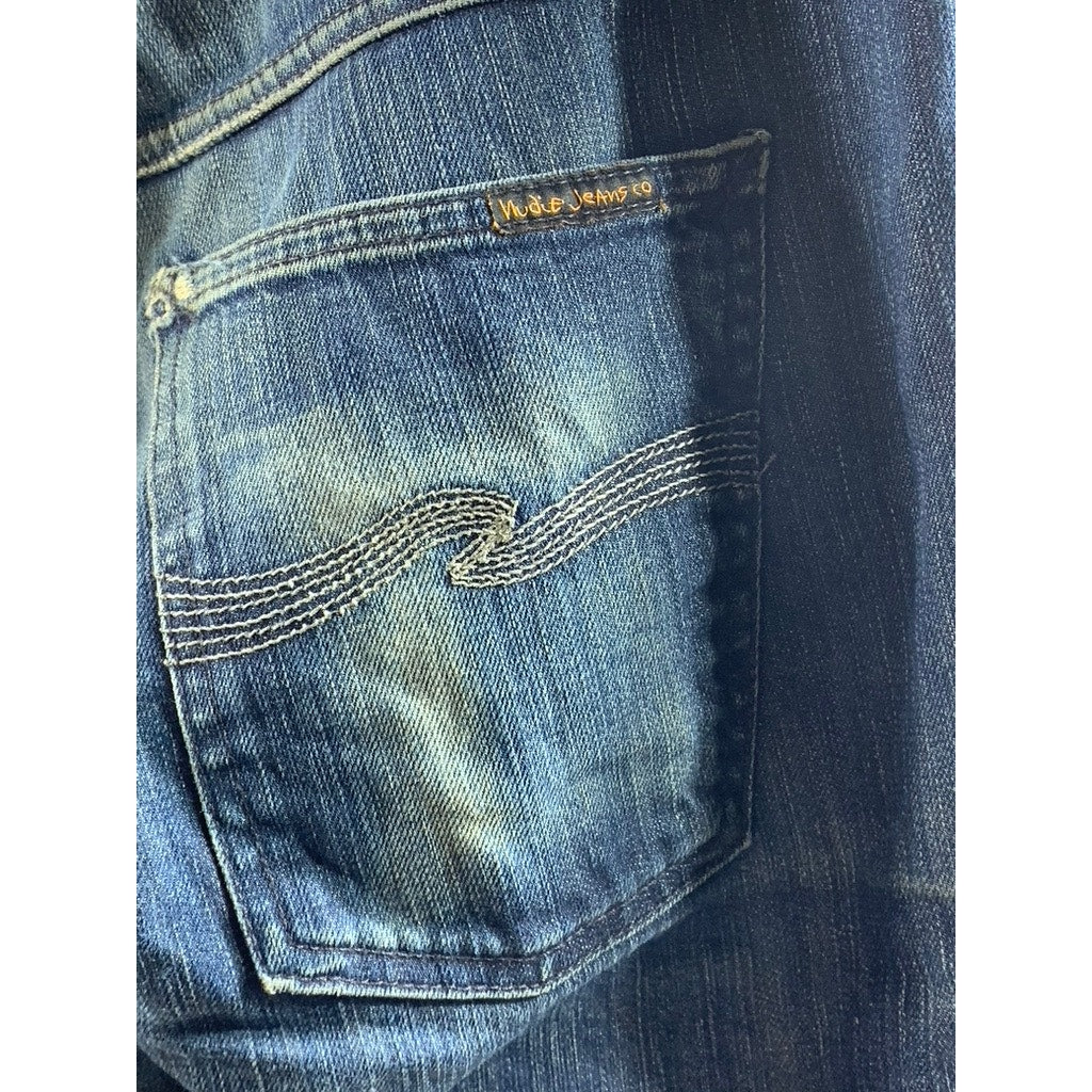 NUDIE JEANS CO Men's Indigo Blue Denim Five-Pocket Slim-Leg Jeans SZ 33X34