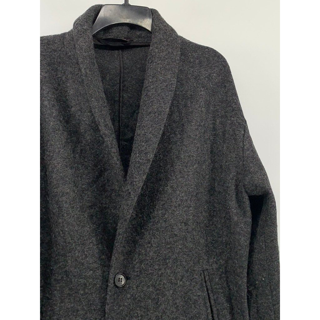 ZARA Men's Charcoal Wool-Blend Two Button Coat SZ S