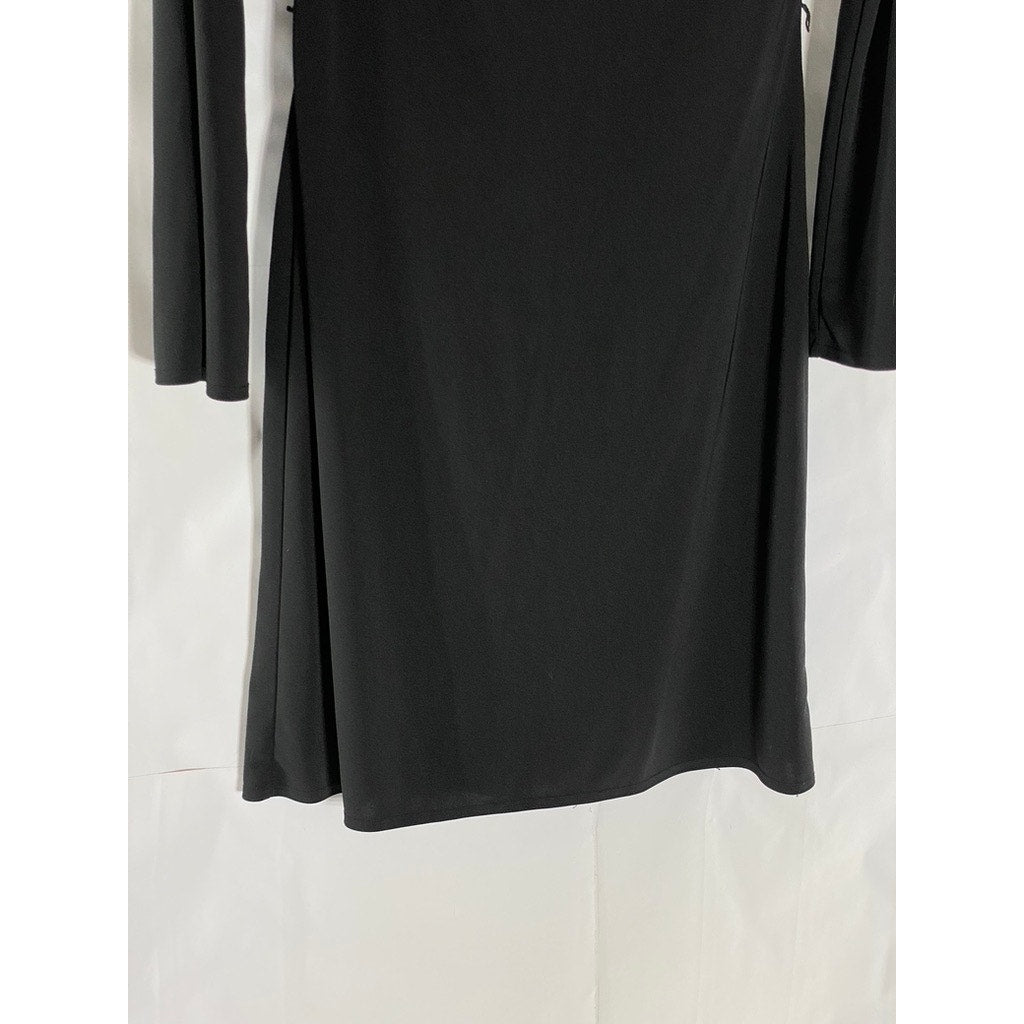 LAUNDRY BY SHELLI SEGAL Women's Black Long Flare Spilt Sleeve A-Line Dress SZ 8