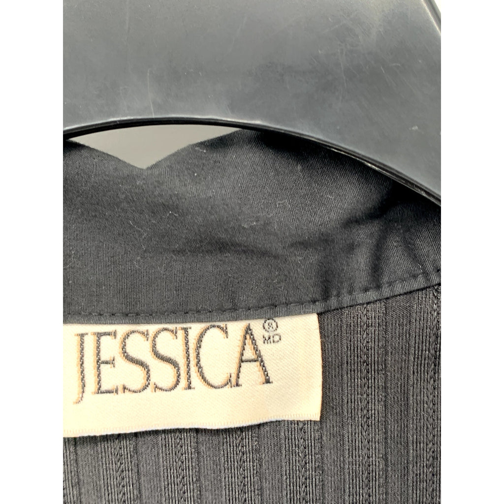 JESSICA Women's Vintage 90's Black Wide-Rib Long Sleeve Button-Up Top SZ L