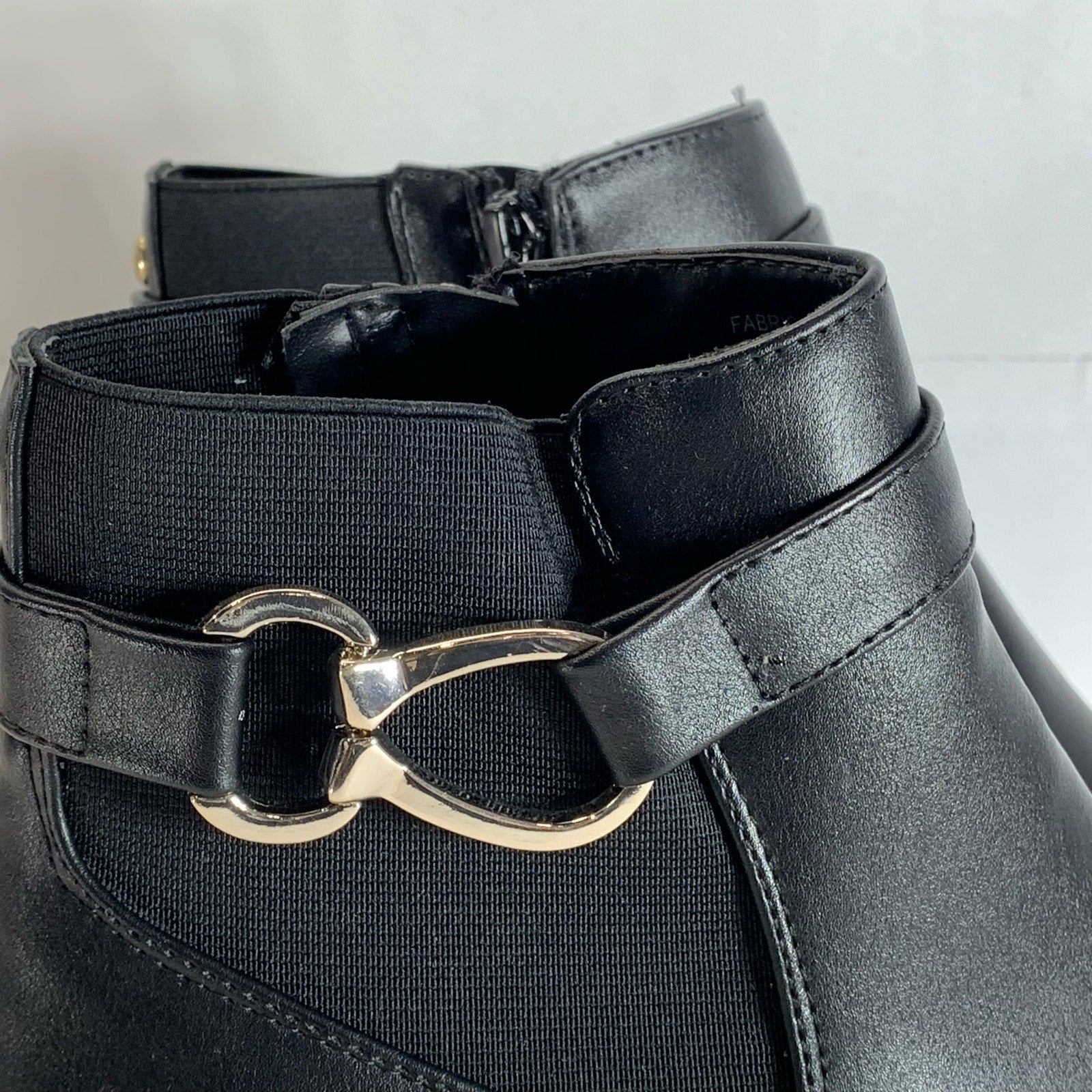 KAREN SCOTT Women's Black Faux-Leather Nadine Almond-Toe Block-Heel Bootie SZ7.5