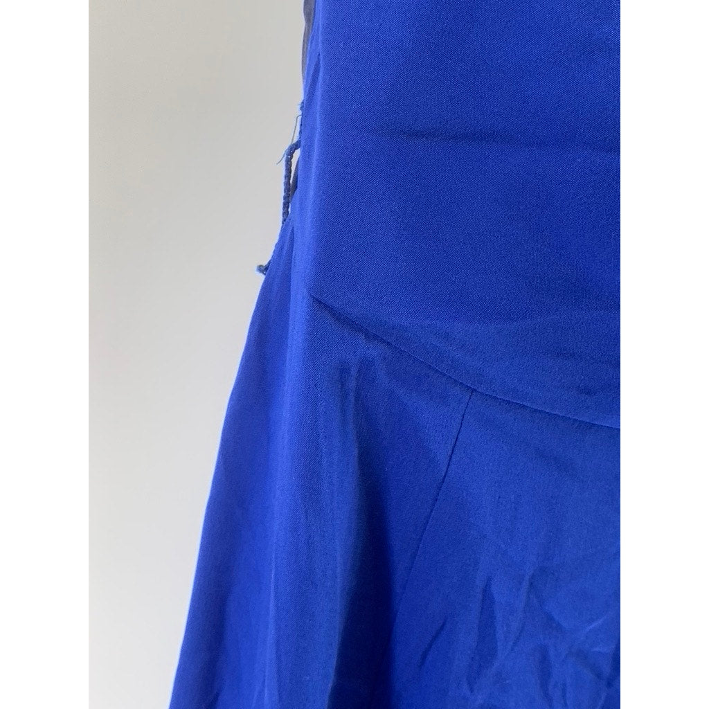 DIANE VON FURSTENBERG Women's Royal Blue V-Neck Sleeveless Halter Jumpsuit SZ 10
