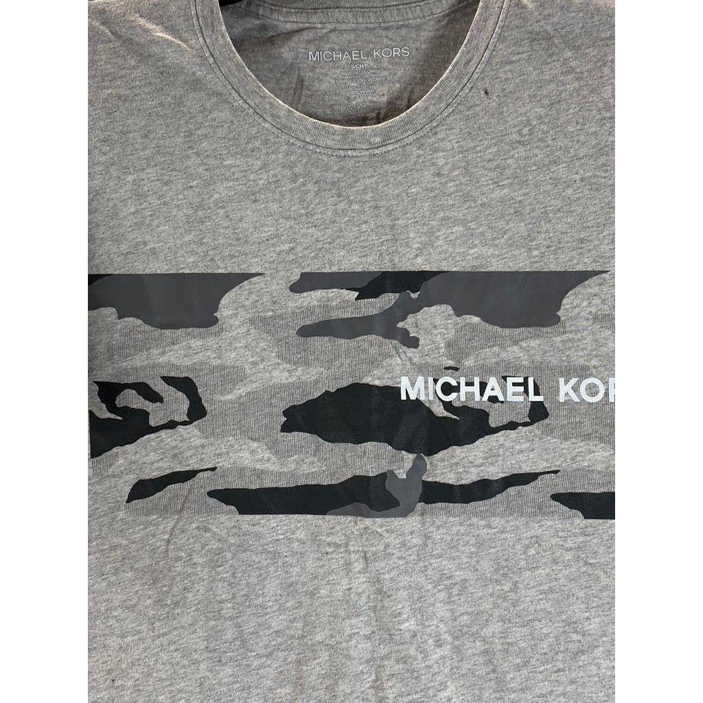 MICHAEL KORS Men's Gray Camo Graphic Crewneck Short Sleeve T-Shirt SZ S