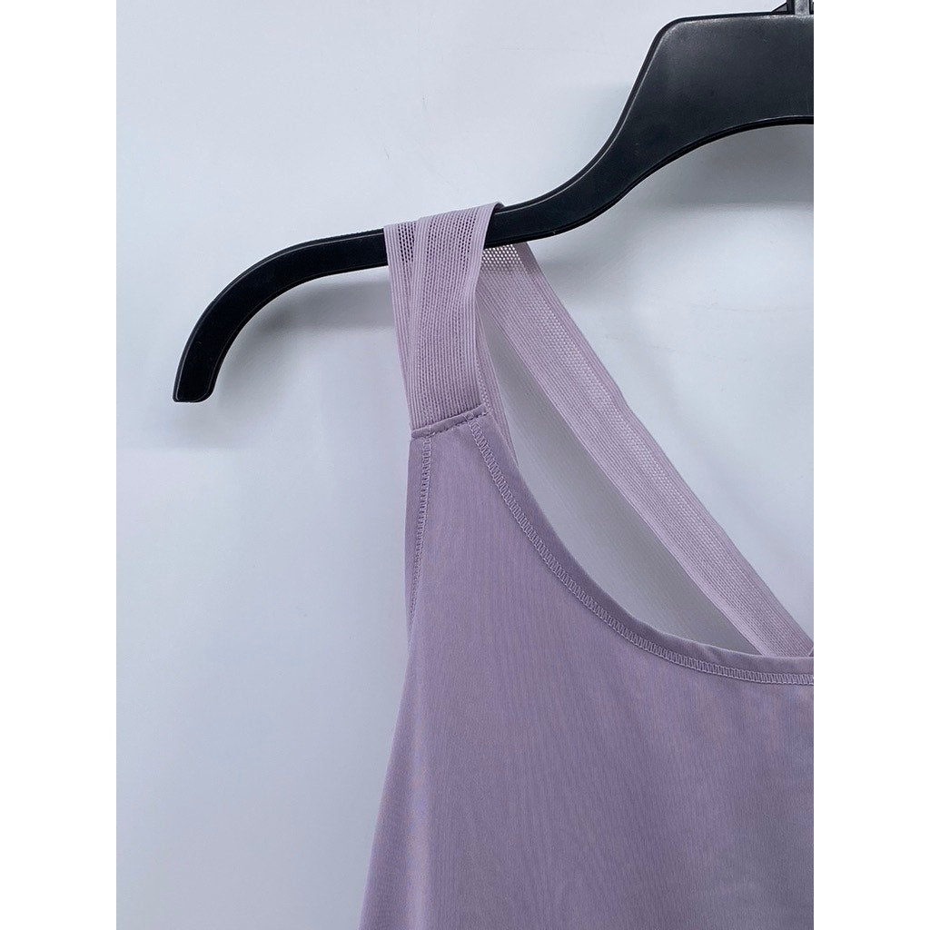 UNDER ARMOUR Women's Lilac Scoop-Neck Mesh Cross-Strap Loose-Fit Tank Top SZ L