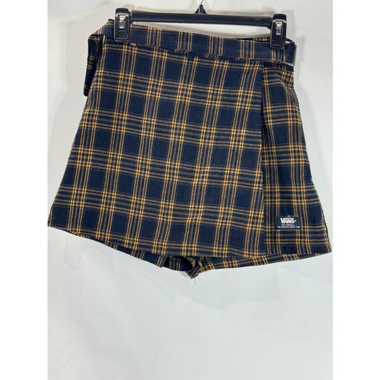 VANS Women's Navy/Yellow Plaid Belted Skort SZ M