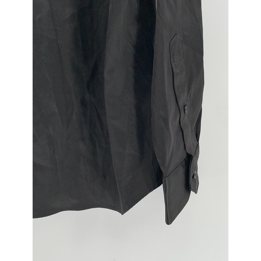 VAN HEUSEN Men's Black Solid Slim-Fit Button-Up Long Sleeve Shirt SZ 15.5