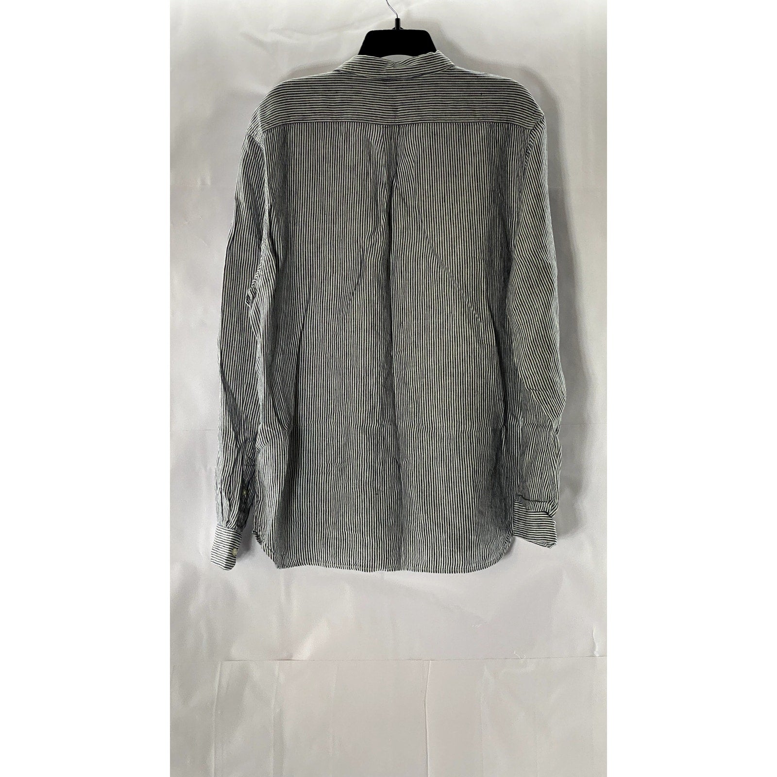 KNOWLEDGE COTTON APPAREL Men's Blue/White Pinstripe Linen Button-Up Shirt SZ 2XL