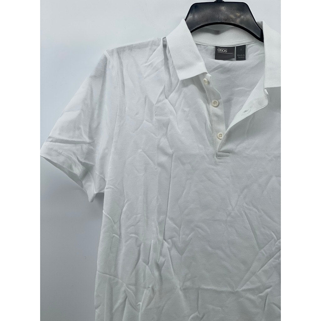 ASOS Men's Bright White Short Sleeve Polo Shirt SZ S