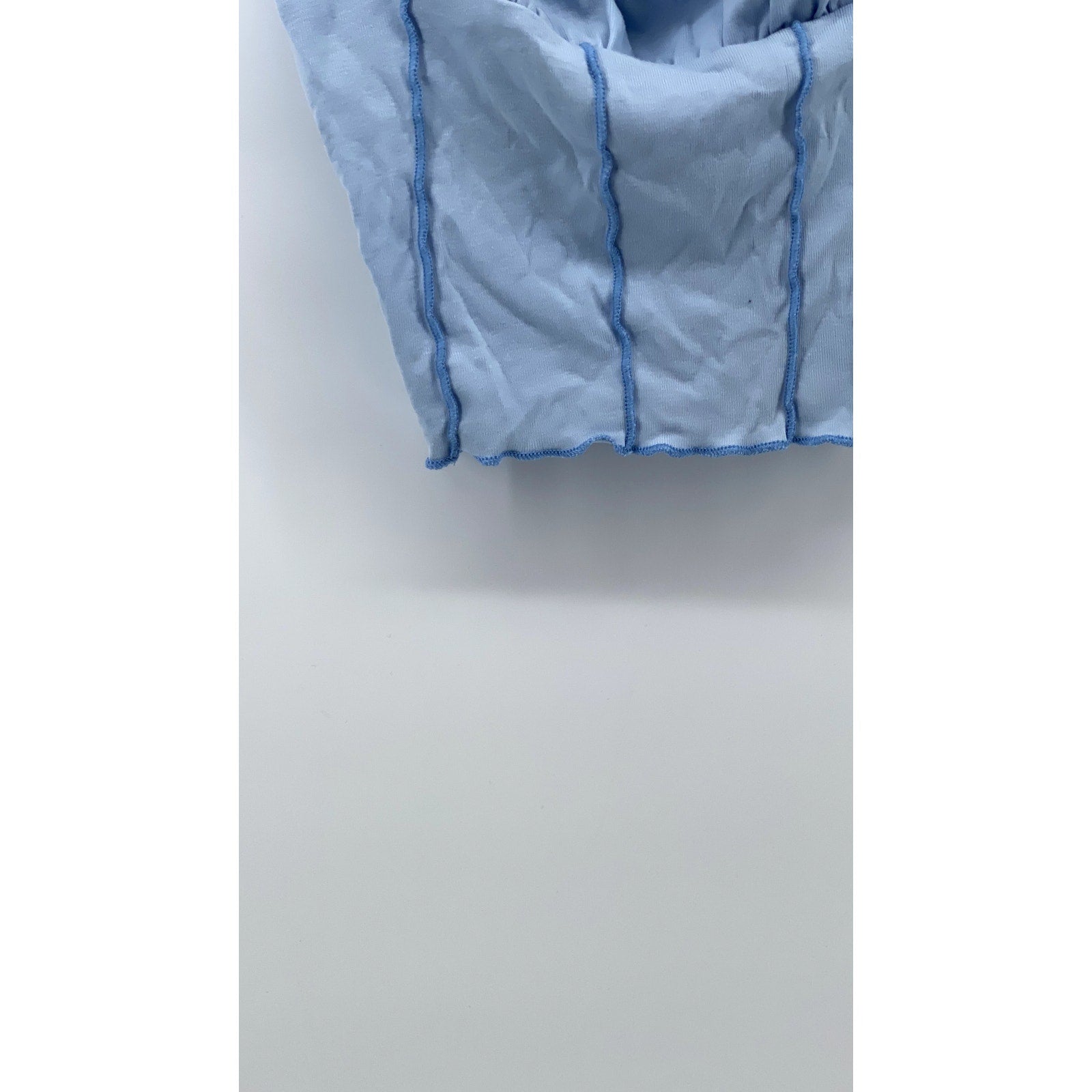 UNBRANDED Women's Light Blue Corset Sweetheart Spaghetti Strap Cropped Top SZ S