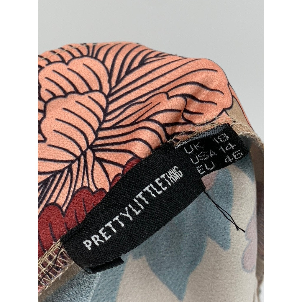 PRETTYLITTLETHING Women's Beige-Multi Floral Mini Skirt SZ 14