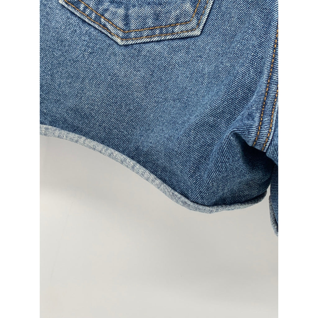 CHOCOCAT Women's Blue Denim Rolled-Hem High-Rise Shorts SZ 28(M)