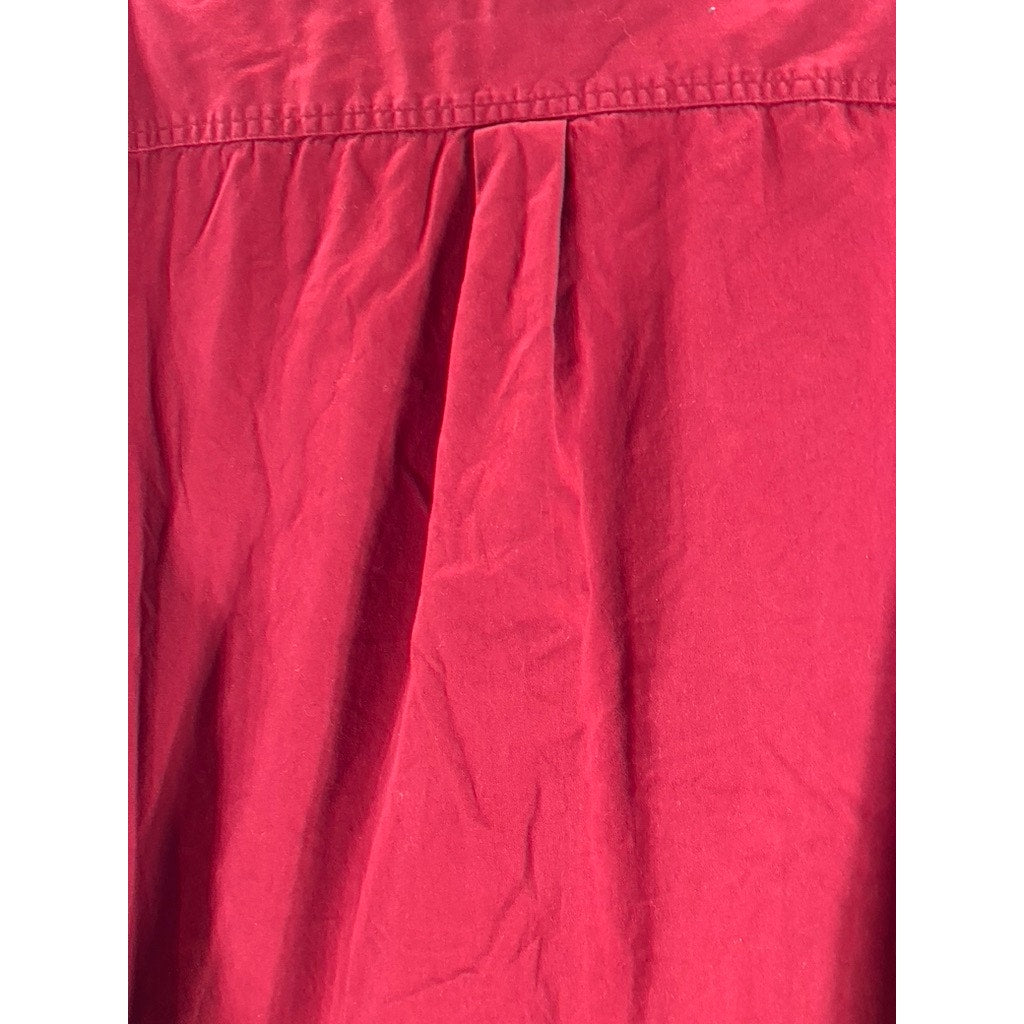 EDDIE BAUER Men's Red Cotton Regular-Fit Button-Up Long Sleeve Shirt SZ L