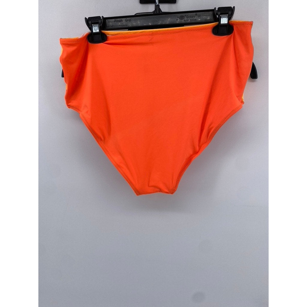 SHEIN Women's Plus Orange Colorblock Swim Bottoms SZ 1XL