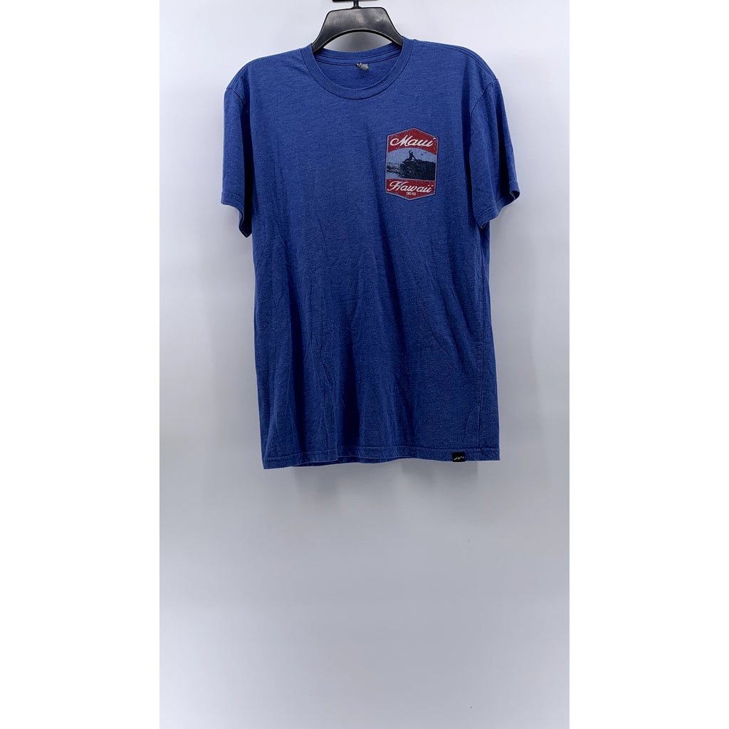 TECHSTYLES Men's Blue Maui, Hawaii Crewneck Short Sleeve Casual T-Shirt SZ M