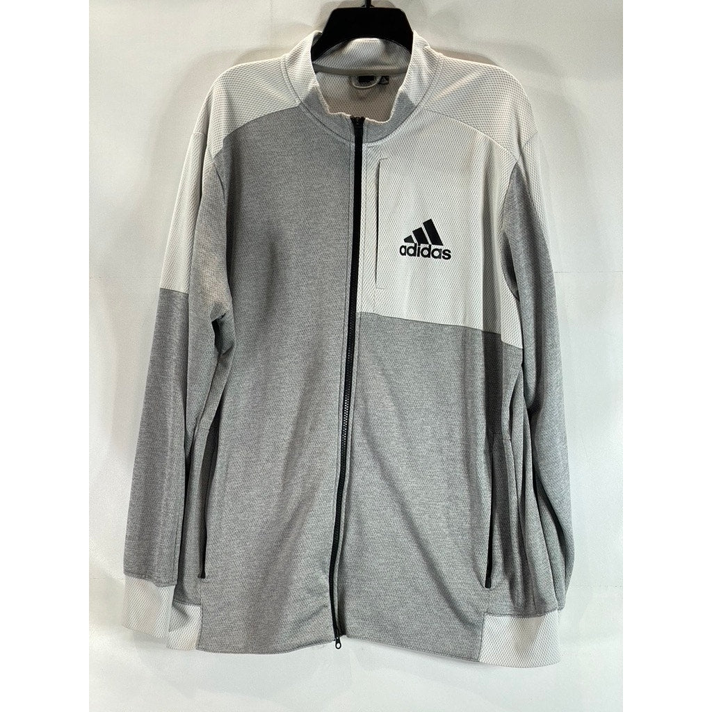 ADIDAS Men's Light Gray Team Issue Zip-Up Bomber Jacket SZ 3XL