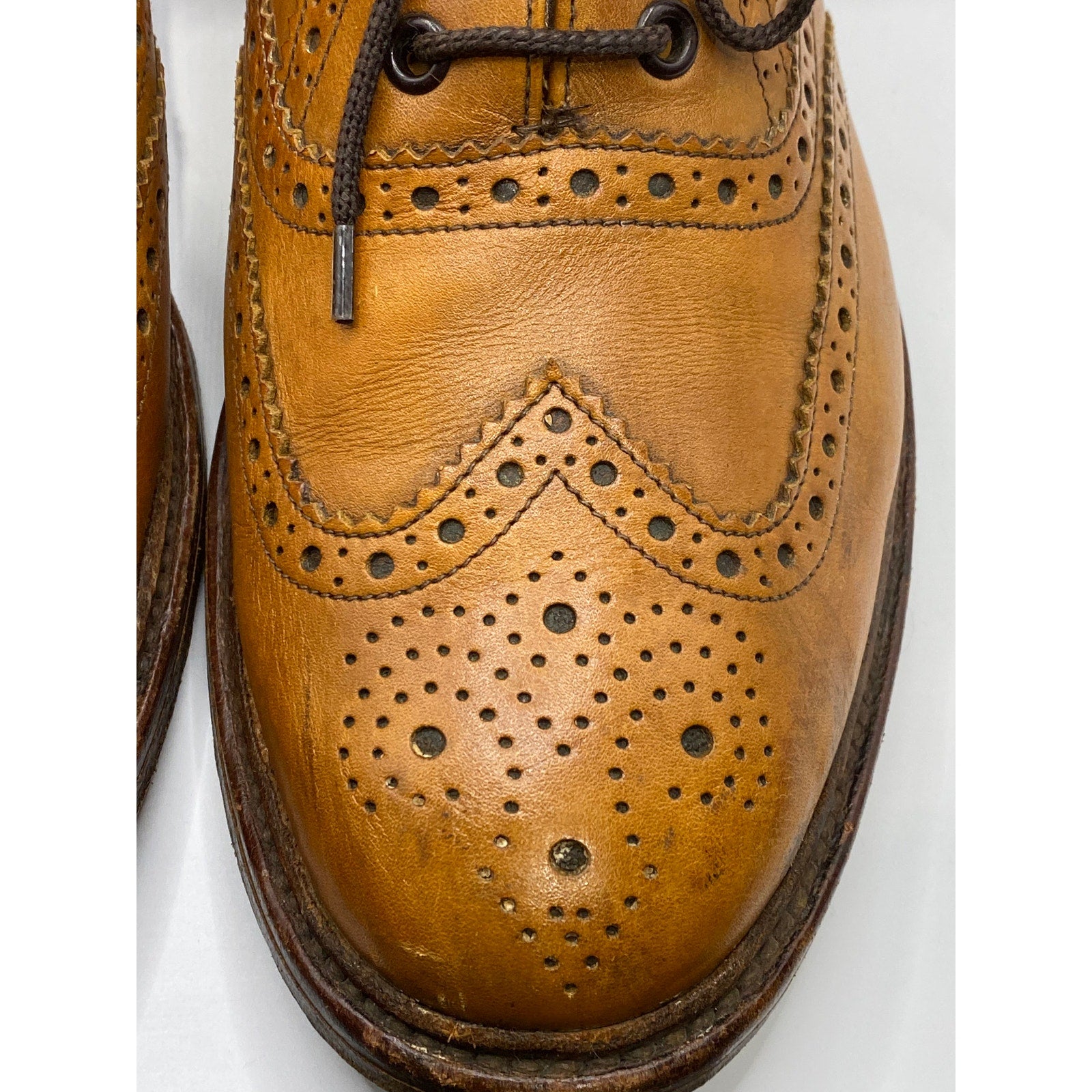 LOAKE 1880 Men's Brown Leather Ashby Wingtip Lace-Up Oxford Shoes SZ 8.5