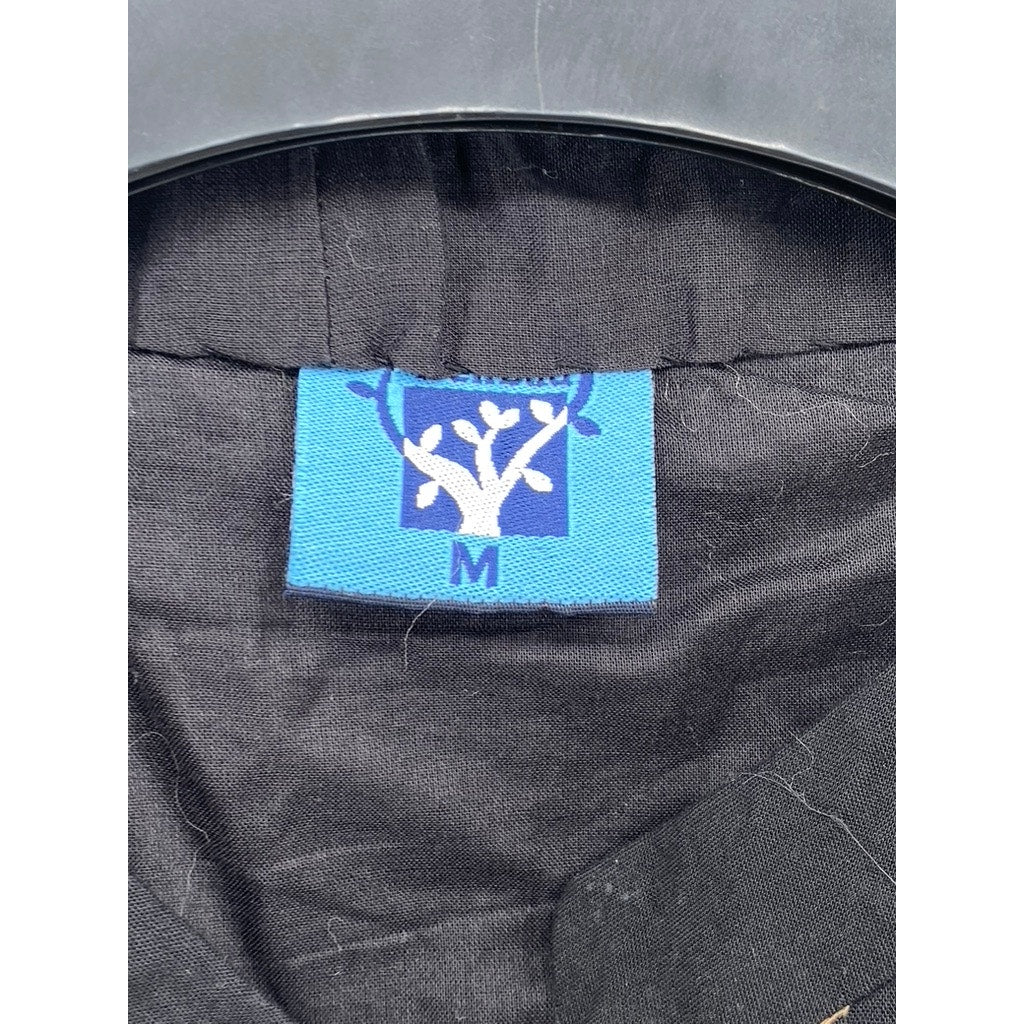 UNBRANDED Women's Black-Beige Floral Embroidered Patch Design Vest SZ M