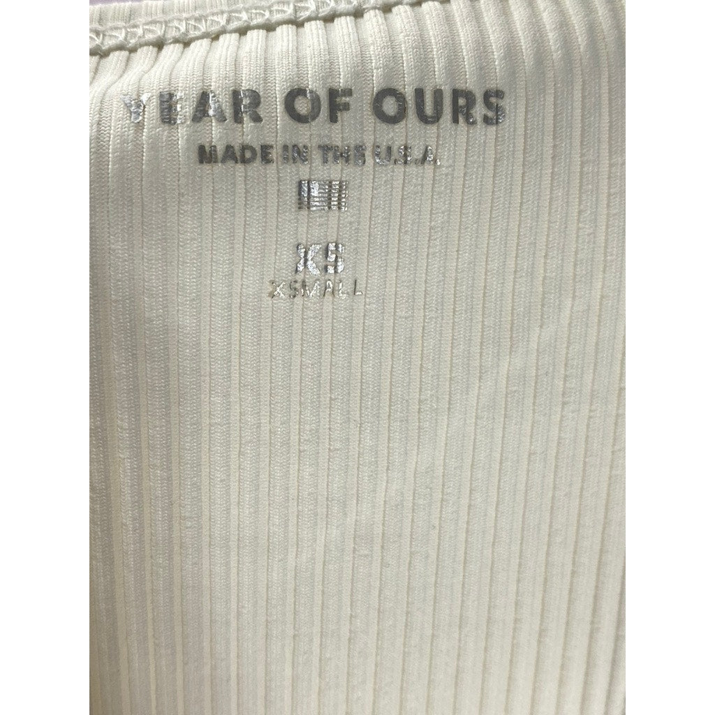YEAR OF OURS Women's White Rib Sporty Crewneck Tank Top SZ XS