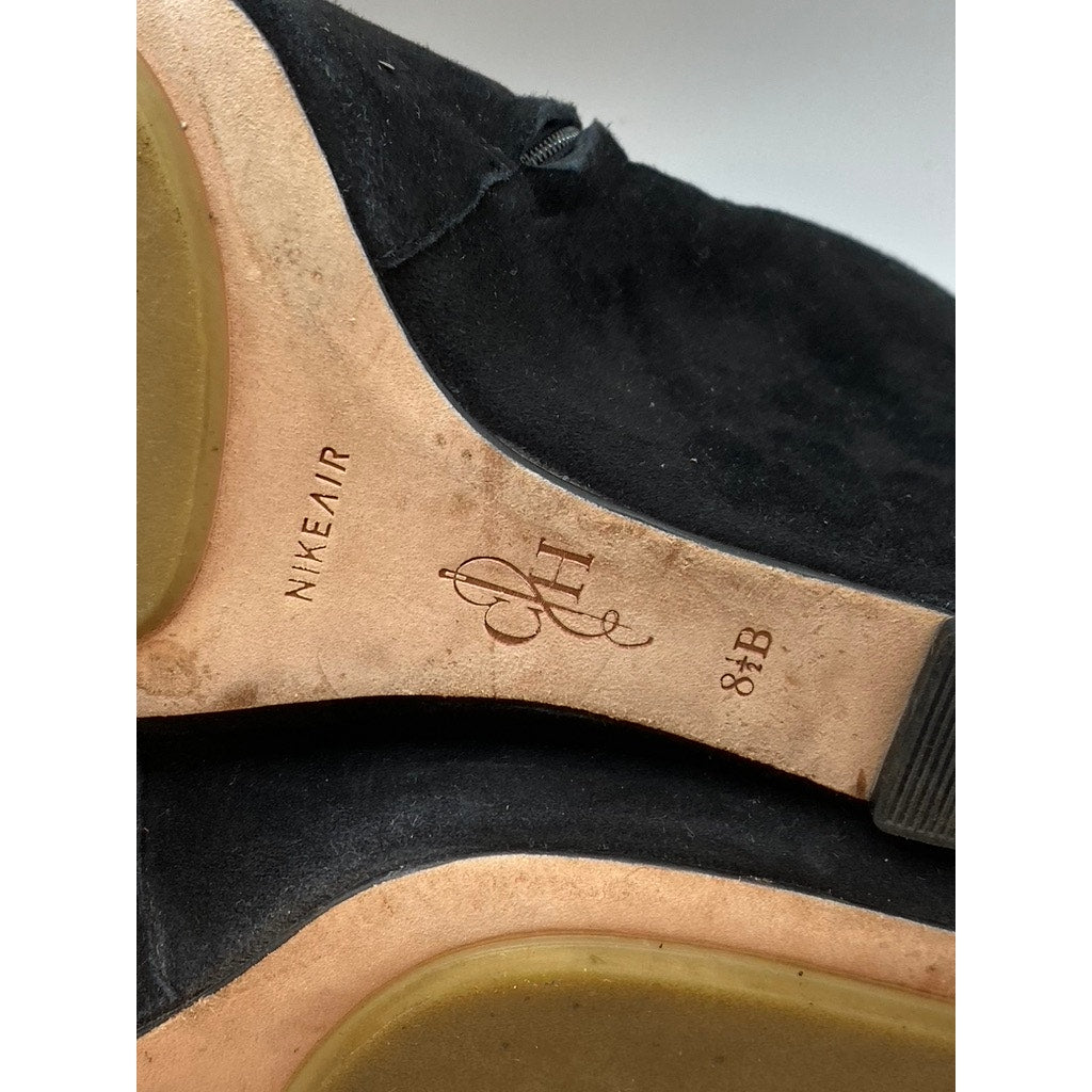 COLE HAAN Women's Black Suede Pointed-Toe Wedge Ankle Bootie SZ 8.5