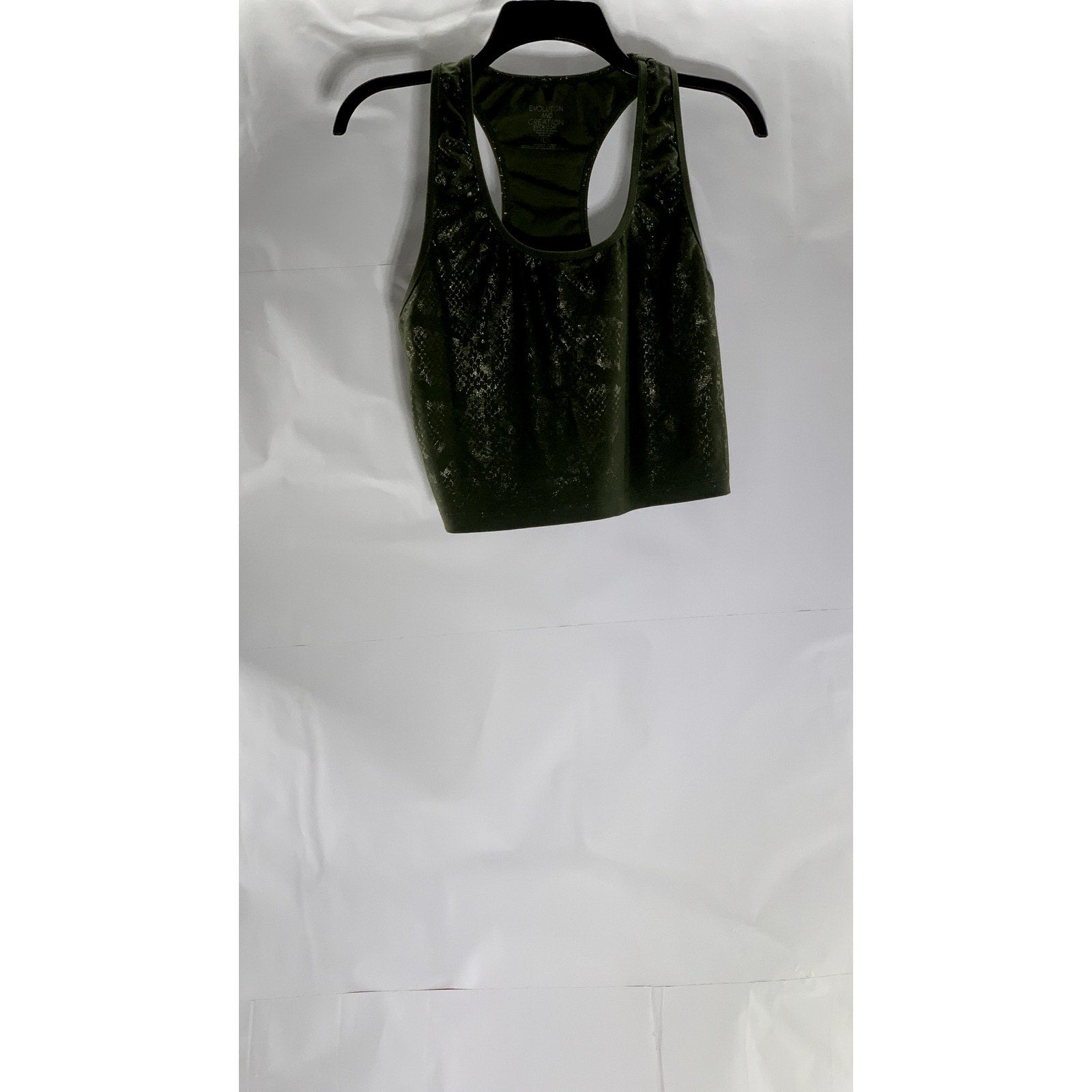 EVOLUTION AND CREATION Women's Olive Green Snake Skin Racerback Tank Top SZ L