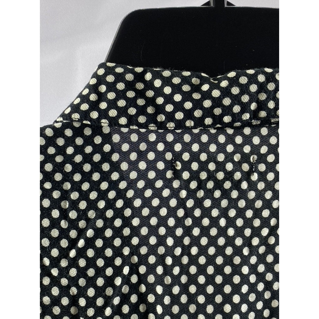 COOPERATIVE Women’s Black-White Polka Dot Long Sleeve Button-Up Top SZ XS