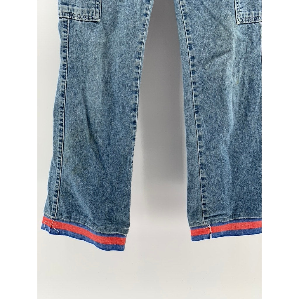 GAP Women's Blue Denim Flare Leg Cargo Jeans SZ 1