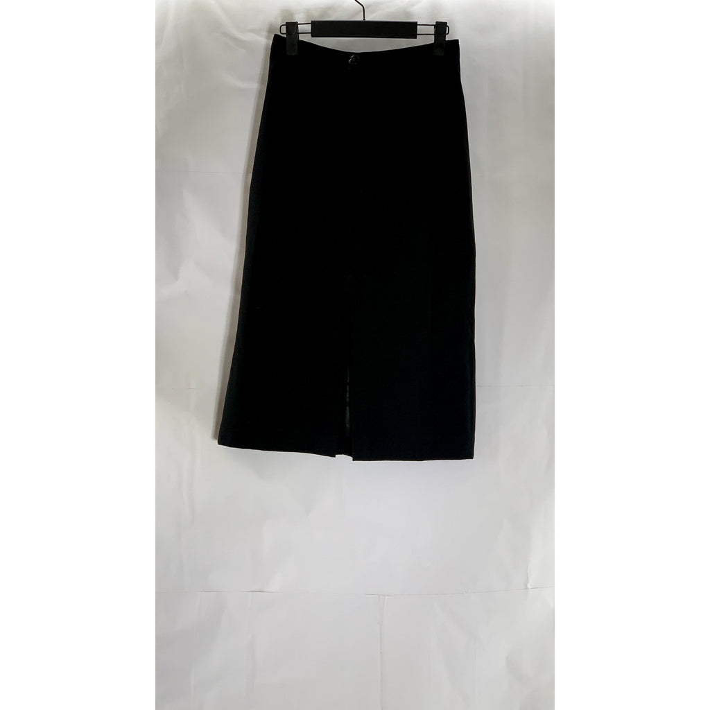 UNBRANDED Women's Black Solid Wool Straight Knee Length Skirt SZ 8
