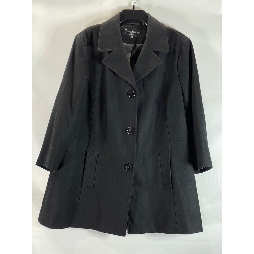 FORECARSTER OF BOSTON Women's Plus Black Wool-Blend Single Breasted Coat SZ 20W