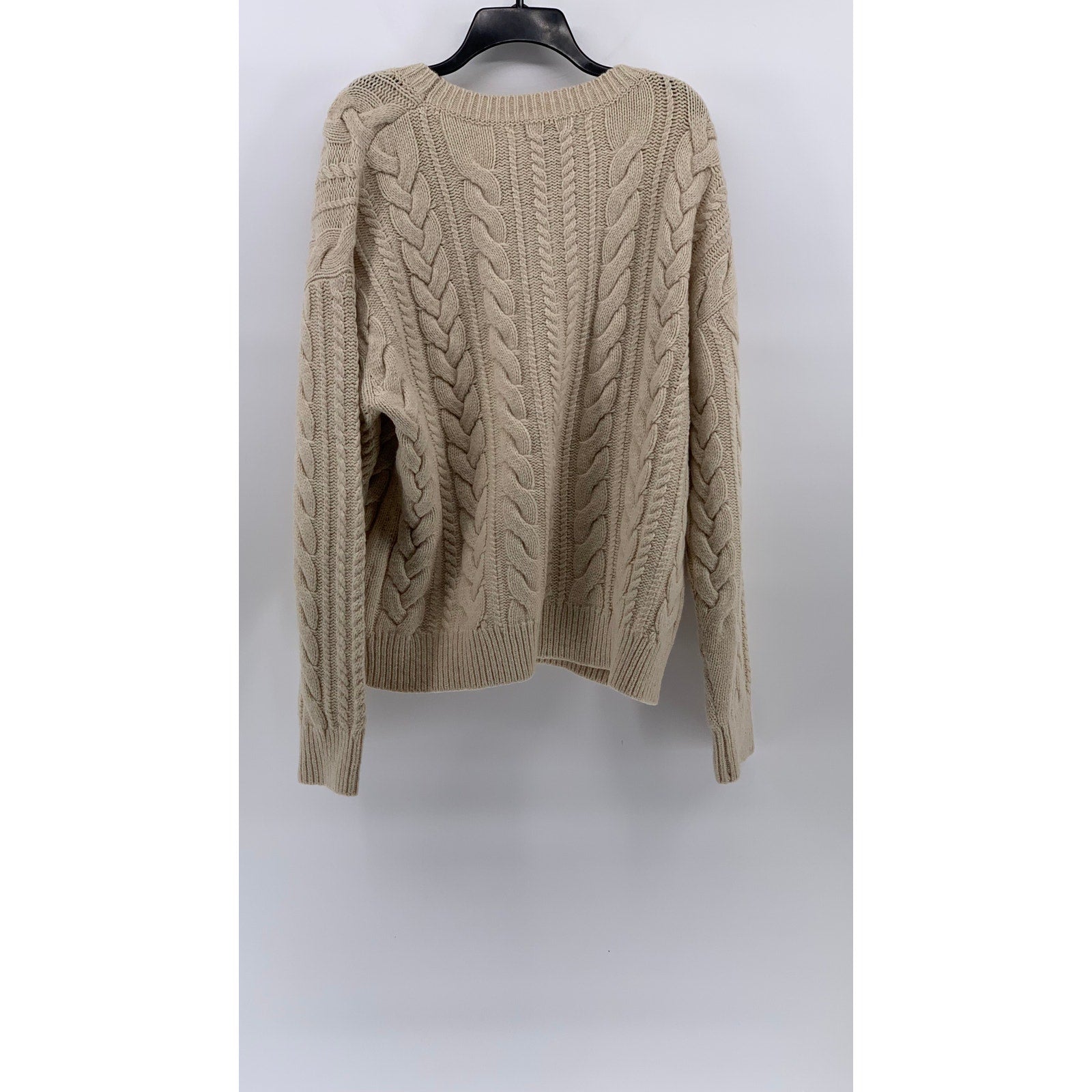 BANANA REPUBLIC Men's Beige Cable Knit Crewneck Long Sleeve Sweater SZ L