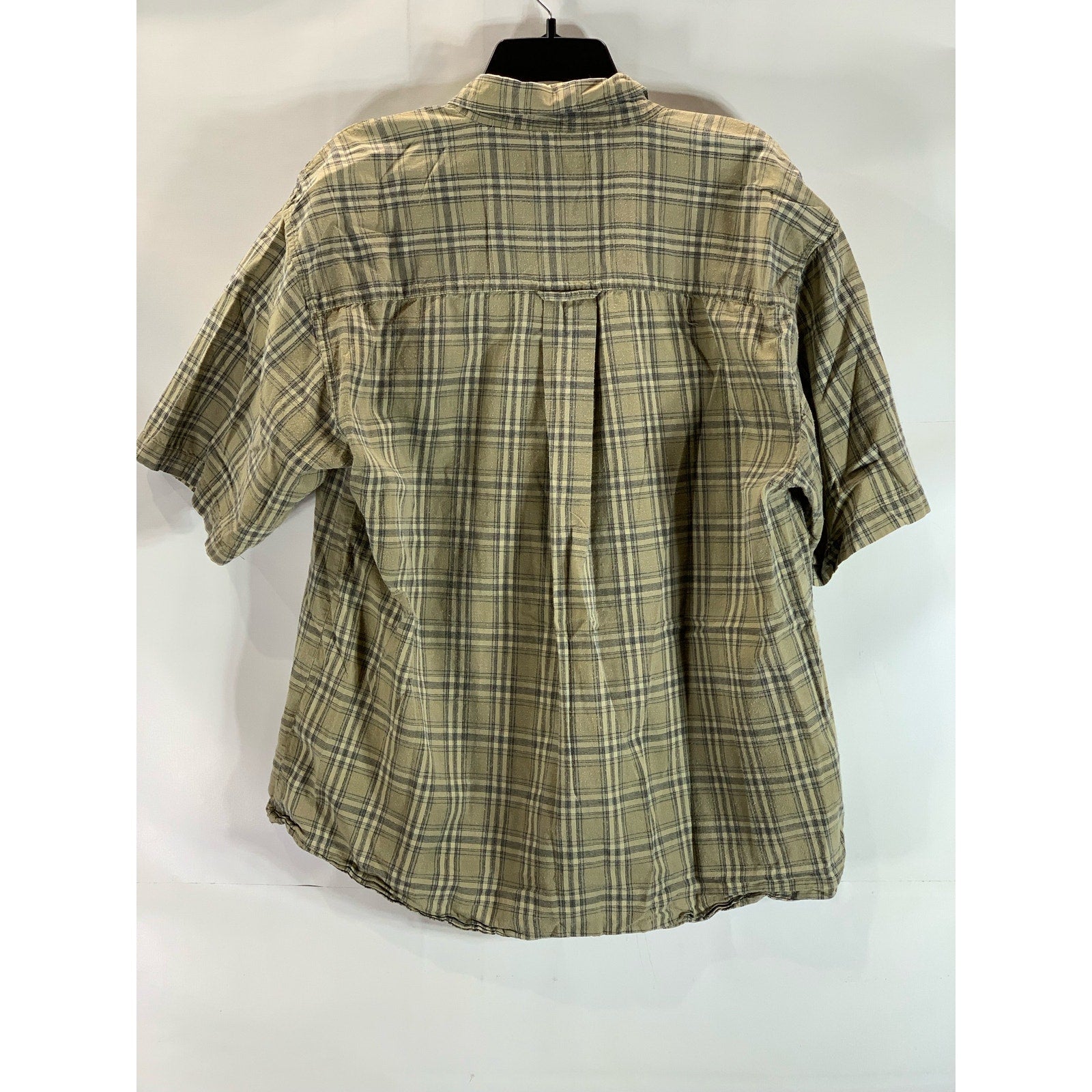 FIELD & STREAM Men's Tan Plaid Regular-Fit Button-Up Short Sleeve Shirt SZ L