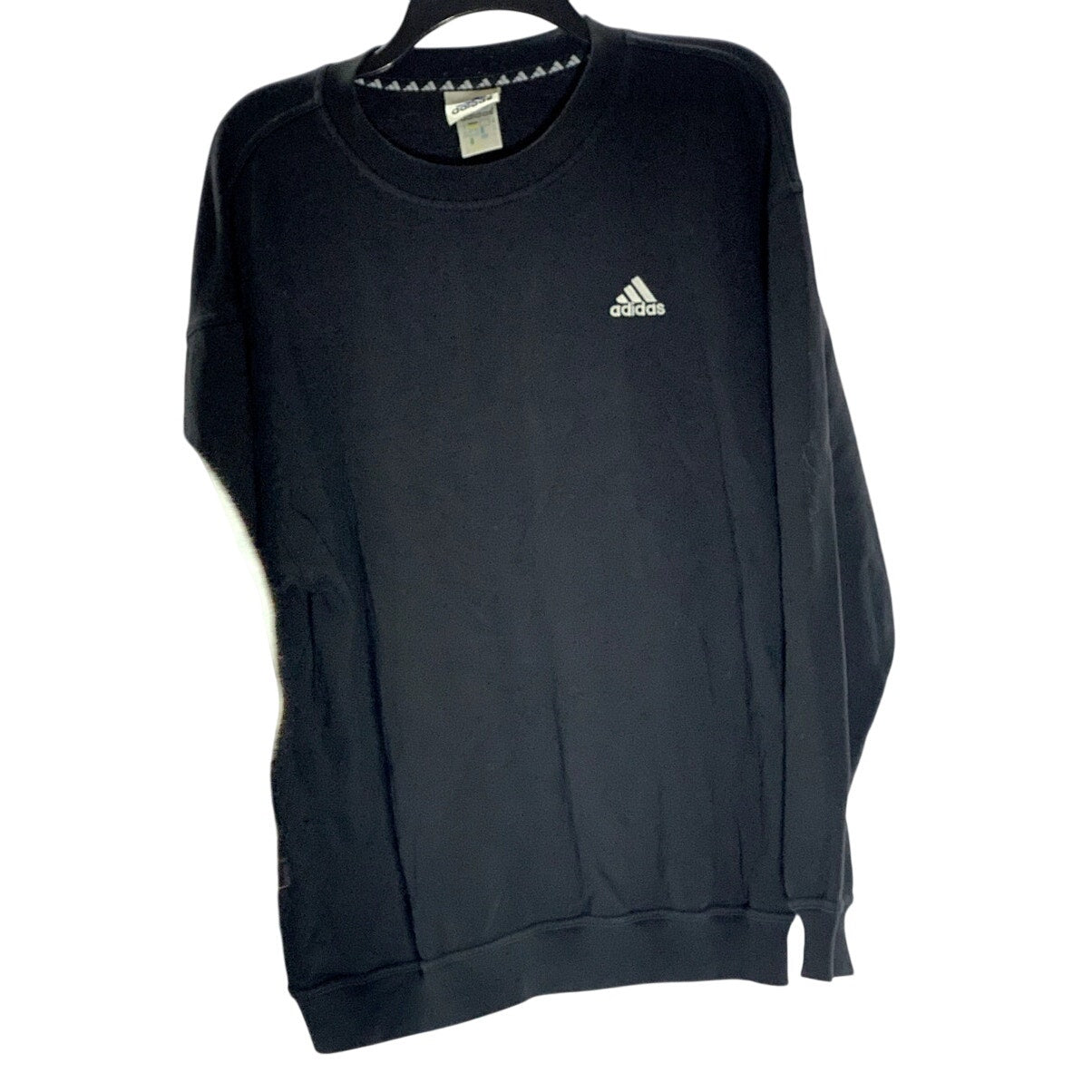 ADIDAS Men's Vintage Black/White Chest Logo Crewneck Long Sleeve T-Shirt SZ L