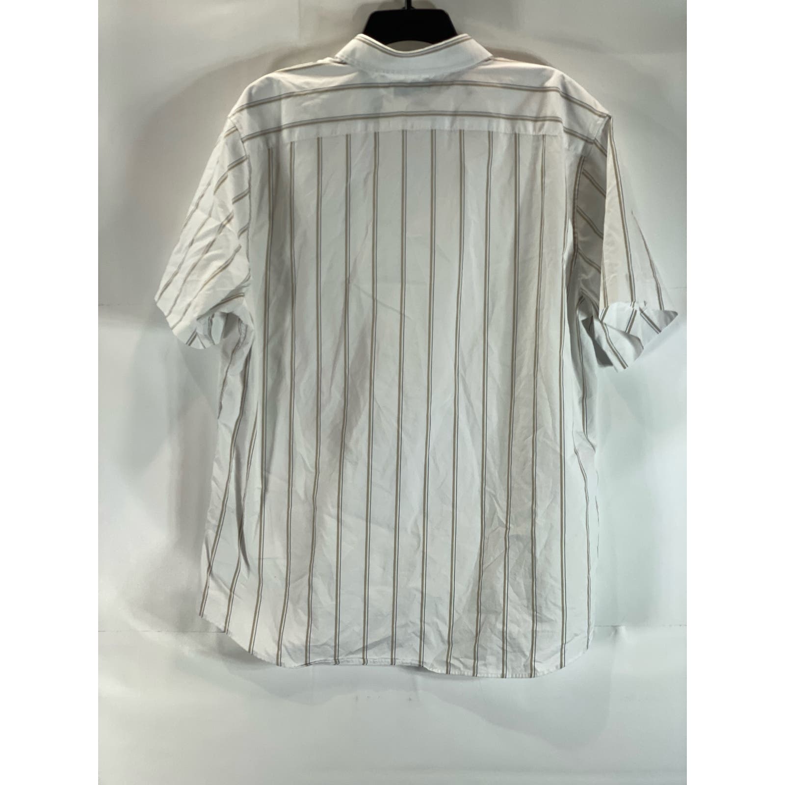 BANANA REPUBLIC Men's White Striped Tech Stretch Cotton Slim Flex Fit Shirt SZXL