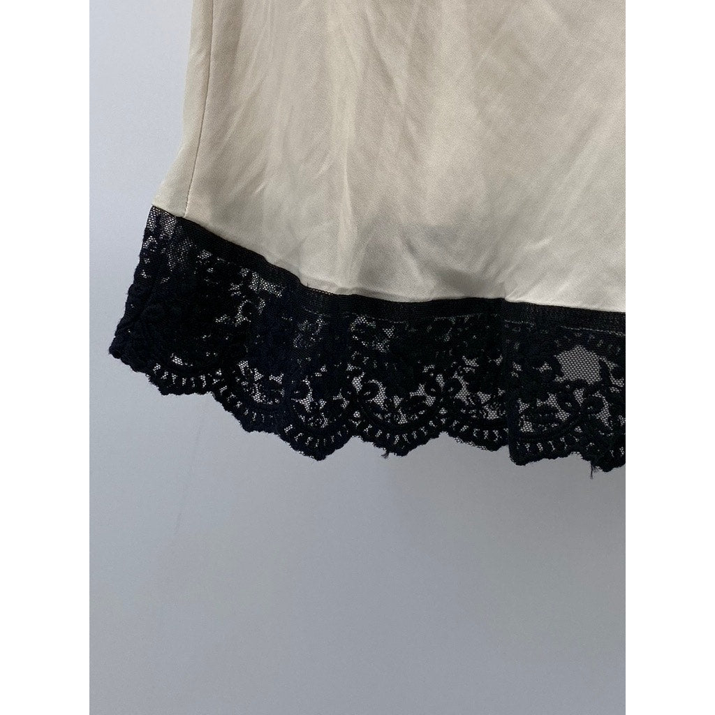 OUT FROM UNDER Women's Beige-Black Lace-Trim Juliette High-Rise Mini Skirt SZ M
