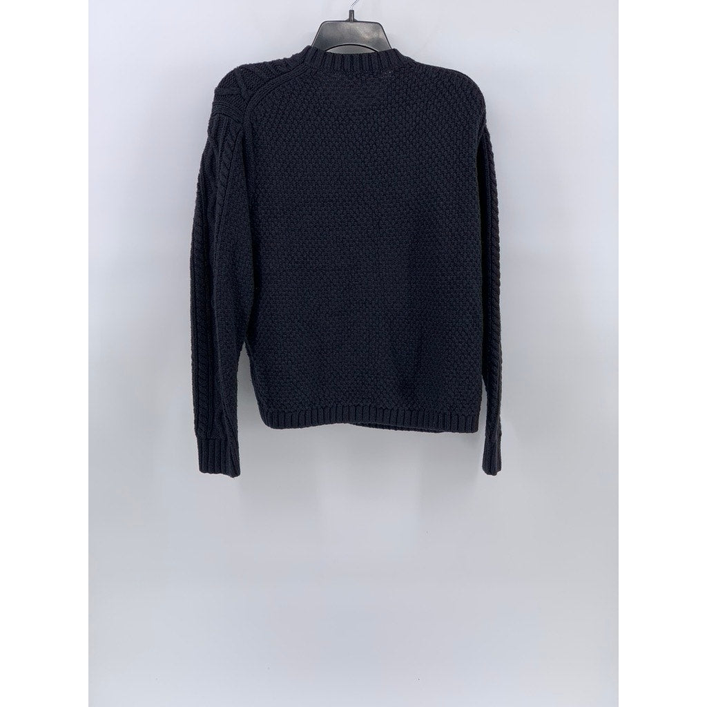 UNIQLO Women's Navy Blue Crewneck Cable Knit Long Sleeve Pullover Sweater SZ M