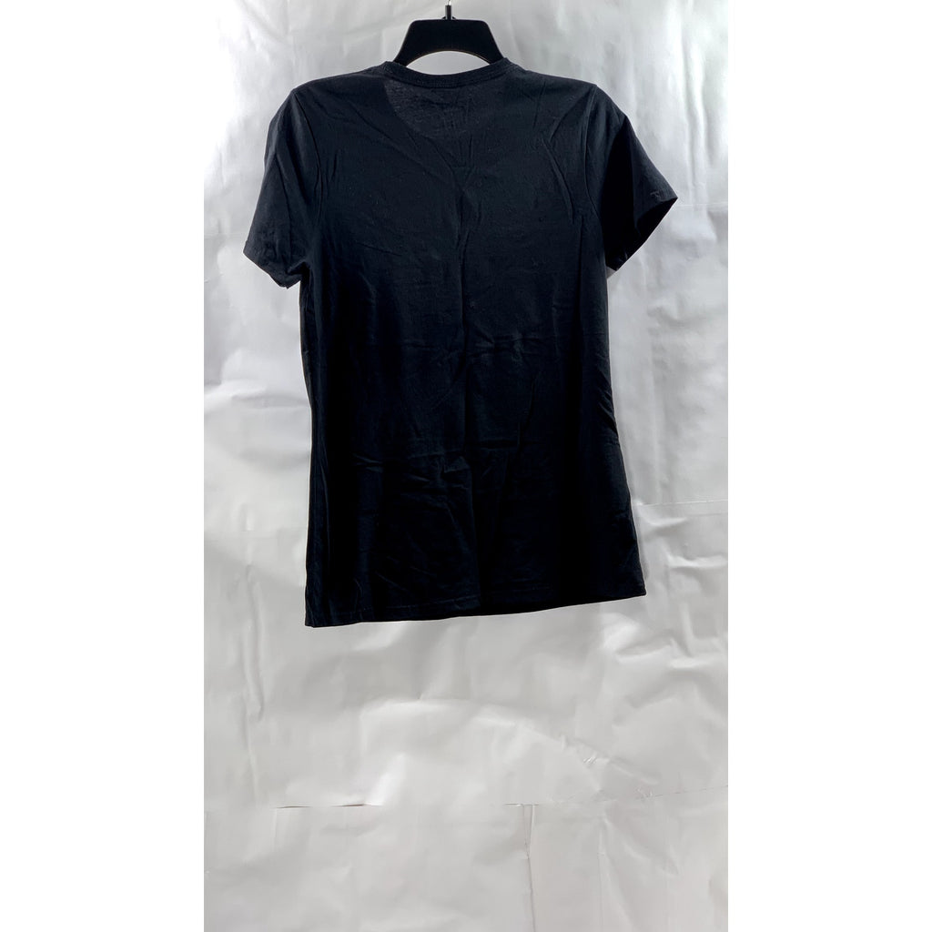 RUSSELL ATHLETIC Women's Black Embroidered Patch Graphic Crewneck Top SZ M