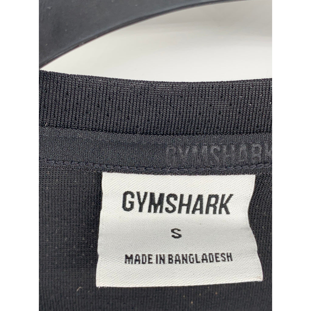 GYMSHARK Men's Black Crewneck Slim-Fit Long Sleeve Sport Logo T-Shirt SZ S