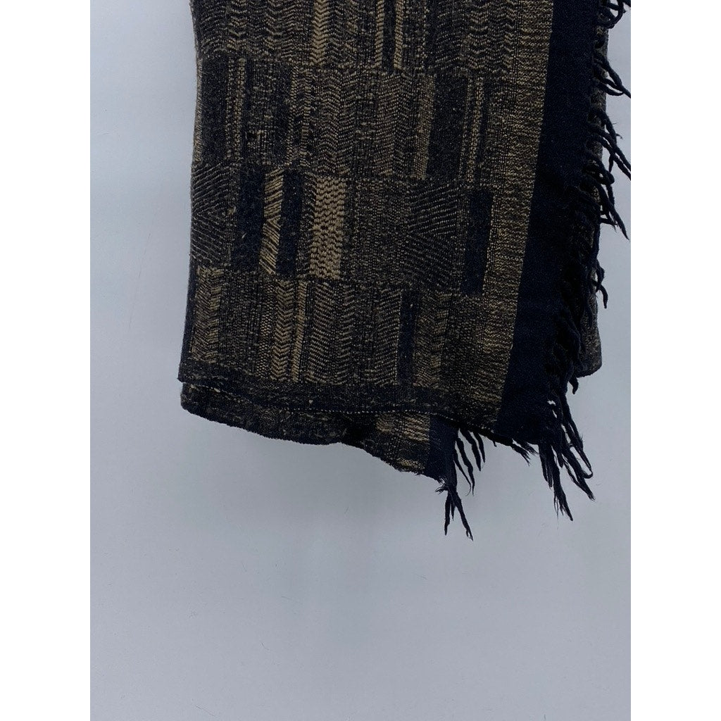 UNBRANDED Women's Brown-Black Fringe Knit Scarf SZ OS