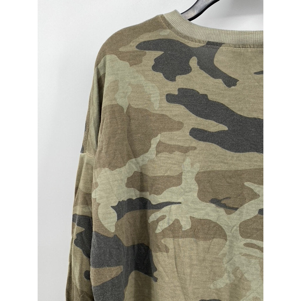 DANTELLE Womens Open Slit Long Sleeve Camo Top Sz 1x