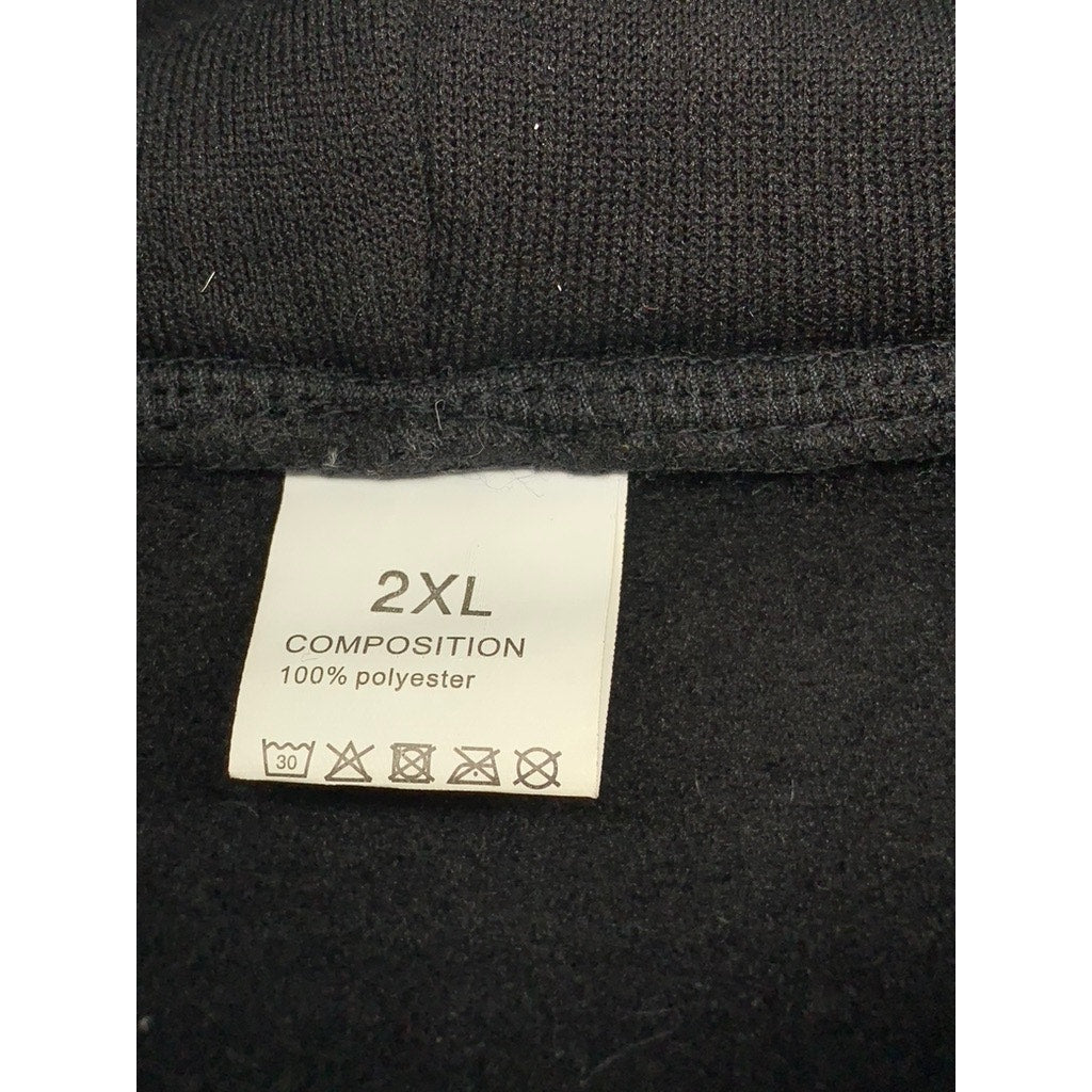 UNBRANDED Men’s Black Half-Zip Hooded Pullover Sweater SZ 2XL