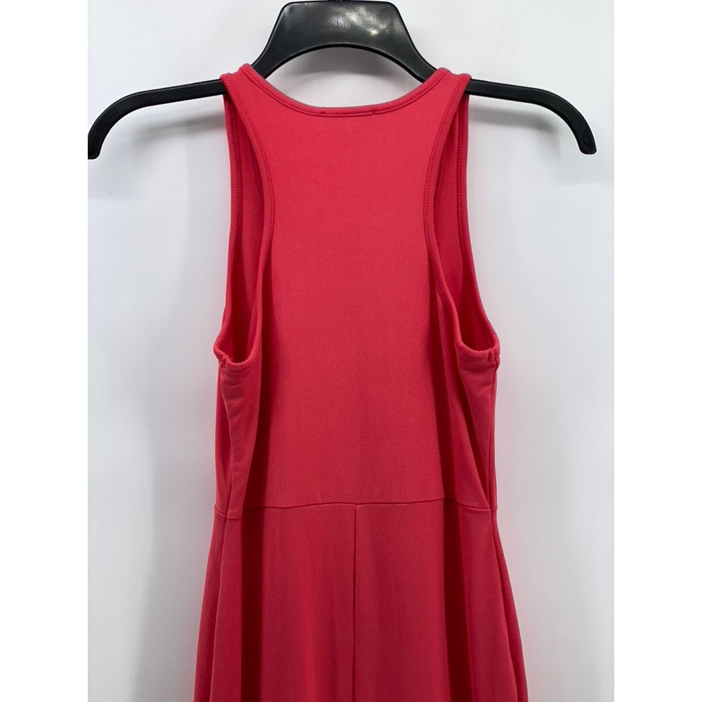 PUBLIC DESIRE Women's Pink Double Layer V-Neck Racerback Tank Maxi Dress SZ 8