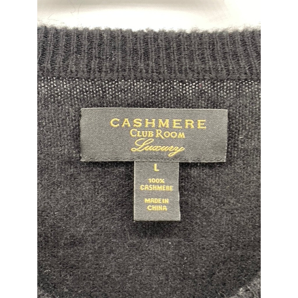CLUB ROOM Men’s Black Luxury Cashmere V-Neck Long Sleeve Knit Sweater SZ L